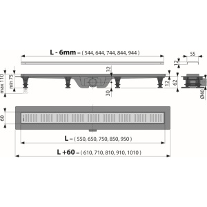 Canal de scurgere black 65cm + gratar APZ10 black Alcadrain - Img 2