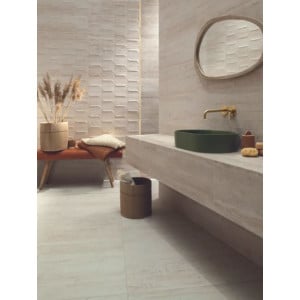 Faianta TISSUE IVORY baie/bucatarie, interior, crem mat, tip travertin 29.8x74.8cm - Img 2