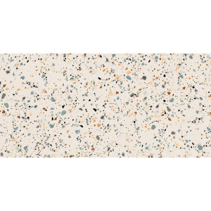 Gresie GOBI NUDE tip terrazo multicolor, portelanata, rectificata, crem 60x120cm Prismacer