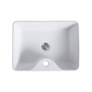 Lavoar baie pe blat cu orificiu baterie Recall, rectangular alb din ceramica 48x38x13cm Anahita - Img 3