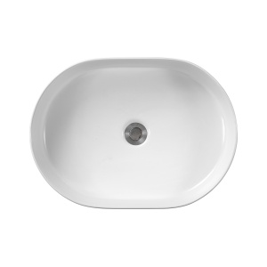 Lavoar baie pe blat Eternity, oval, alb, din ceramica, 50 x 37 x 13,5 cm, Anahita - Img 3