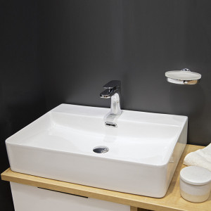 Lavoar baie pe blat PLUTO, dreptunghiular, alb din ceramica 60 x 35,5cm Fluminia
