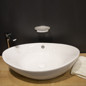 Lavoar baie pe blat RIO GRANDE, oval, alb din ceramica, 58x37,5cm Fluminia - Img 1