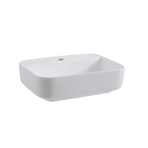 Lavoar pe blat Elegance, dreptunghiular, alb, cu orificiu pentru baterie, ceramica sanitara, 50 x 39,5 x 14 cm, Anahita - Img 5