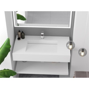 Lavoar suspendat Recall, dreptunghiular, din compozit, alb mat, 80 x 48,2 x 15,2 cm, Eweca - Img 4