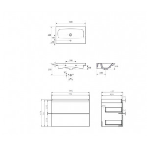 Mobilier baie cu lavoar 975 MODUO 80 ALB S801-221 - Img 3