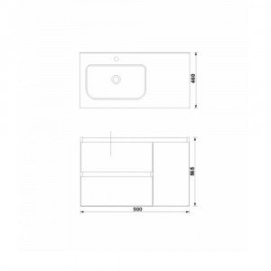 Mobilier baie suspendat Gala Daily gri 2 sertare 1 usa si lavoar 90 cm GAL7895230 - Img 2