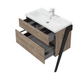 Mobilier OP-ARTY 80cm 2 sertare soft-close picioare negru mat Defra - Img 4