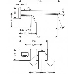 Ornament baterie lavoar perete METROPOL pipa 22,5 cm 32526000 Hansgrohe fara corp incastrat - Img 2