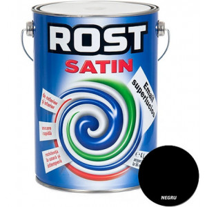Vopsea superlucioasa pentru lemn si metal Rost Satin 4l negru interior exterior