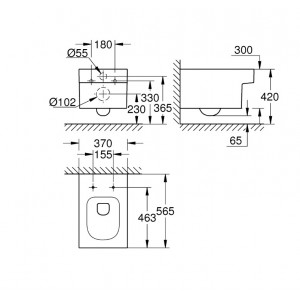 WC suspendat rimless Cube Ceramic suprafata PureGuard GRO3924500H - Img 4