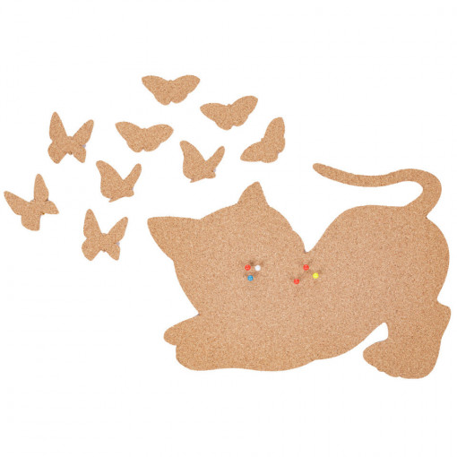 Cat Shape Cork Pin Board with self-adhesive, push pins 40x30cm/6mm