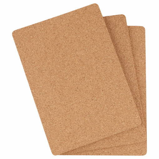 Cork Sheets A4 6mm EcoCMK, with self-adhesive, for Decor/Craft, set of 3 pieces