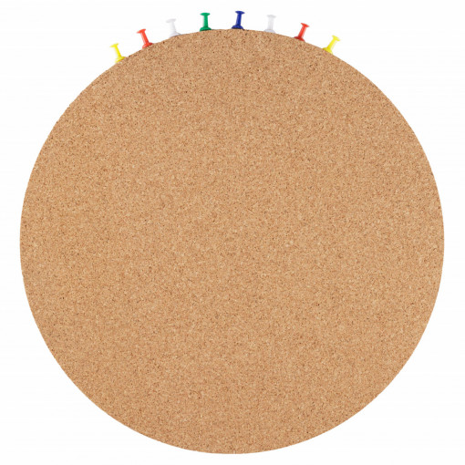 Round notice board EcoCMK, made of self -adhesive cork, with push pins, Ø29cm