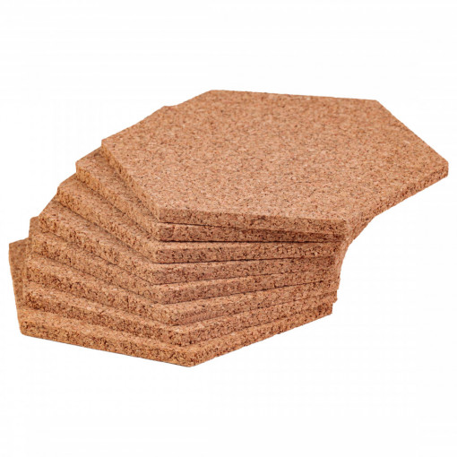 Cork Coasters EcoCMK, hexagonal, set of 8 pieces