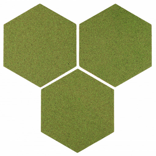 Cork hexagon Wall Tiles EcoCMK Green, self-adhesive, 21x18cm/7mm