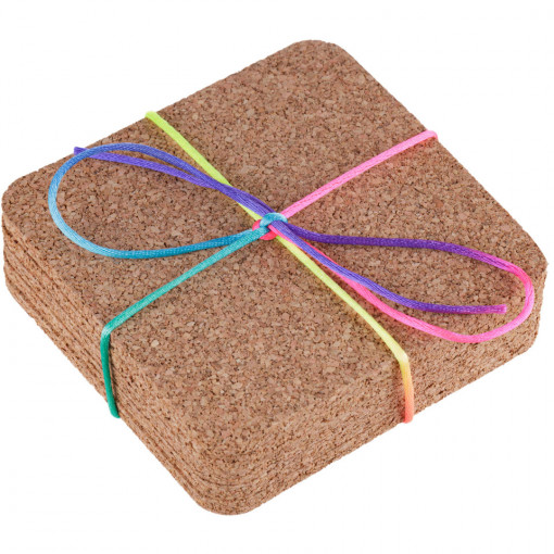 Cork Coasters, square, Ø10cm, set of 5 pieces