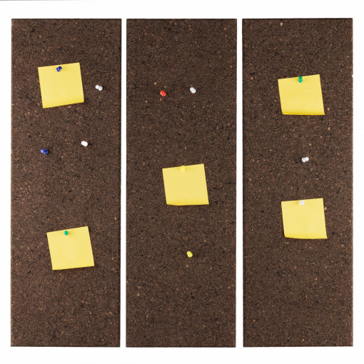 Pinboard  panel EcoCMK, made of black cork, with self-adhesive, push pins, 61x21cm, 1 piece