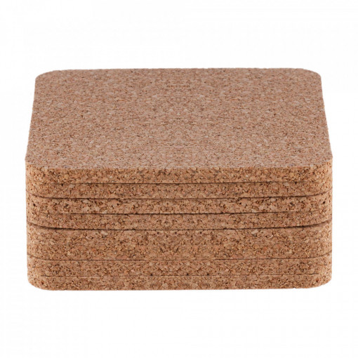 Cork Coasters, square, 8x8cm, set 10 pieces