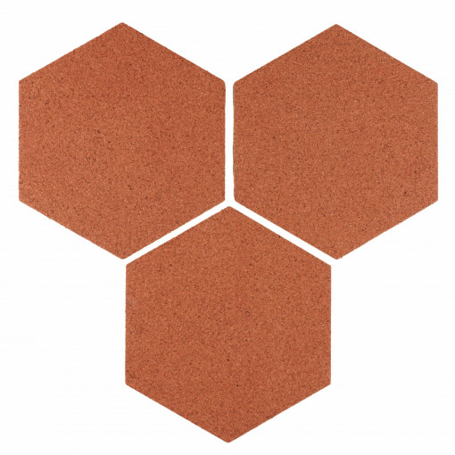 Cork hexagon Wall Tiles EcoCMK Red, self-adhesive, 21x18cm/7mm