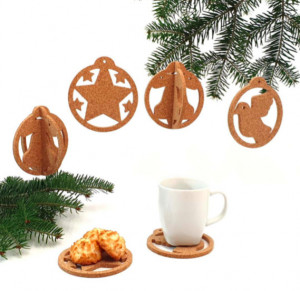 Ornamente ECO brad de CRACIUN, din pluta