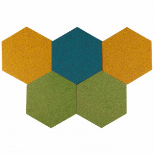 Cork hexagon Wall Tiles EcoCMK Yellow, self-adhesive, 21x18cm/7mm - Img 5
