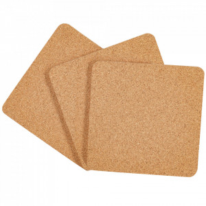 Hot pad EcoCMK natural cork, square, 20x20cm/8mm, set of 3pcs - Img 1