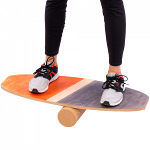 Balance board EcoCMK Porto, set placă de echilibru cu cilindru din plută, 77x33cm - Img 3
