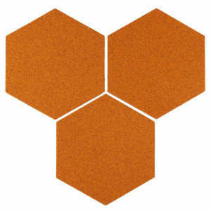 Cork hexagon Wall Tiles EcoCMK Orange, self-adhesive, 21x18cm/7mm - Img 1