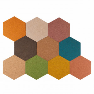 Cork hexagon Wall Tiles EcoCMK Red, self-adhesive, 21x18cm/7mm - Img 5