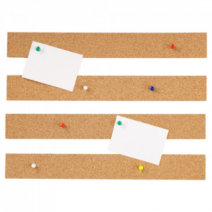 Cork Strips Pin Board EcoCMK with self-adhesive, push pins, 4 pcs set - Img 1