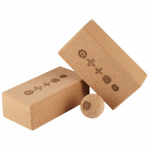 SUN Design EcoCMK Set of 1 Yoga Mat, 2 cork blocks and 1 ball for yoga, pilates and physiotherapy - Img 2