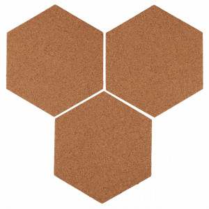 Cork hexagon Wall Tiles EcoCMK Brown, self-adhesive, 21x18cm/7mm - Img 1