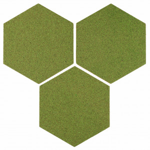 Cork hexagon Wall Tiles EcoCMK Green, self-adhesive, 21x18cm/7mm - Img 1