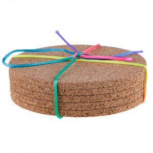 Cork Coasters, round, Ø10cm, set of 5 pieces - Img 2