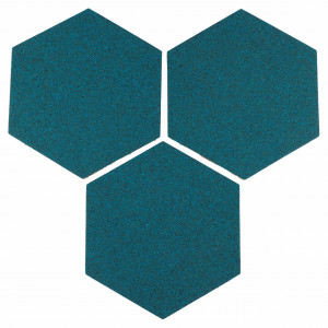 Cork hexagon Wall Tiles EcoCMK Blue, self-adhesive, 21x18cm/7mm - Img 1