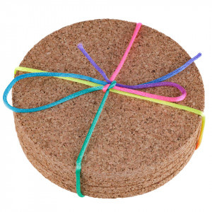 Cork Coasters, round, Ø10cm, set of 5 pieces - Img 3