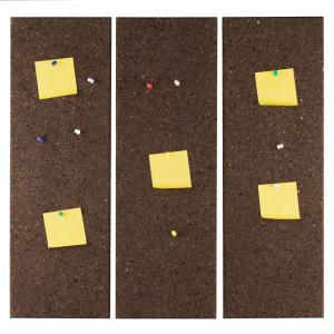 Pinboard  panel EcoCMK, made of black cork, with self-adhesive, push pins, 61x21cm, 1 piece - Img 1