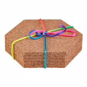 Cork Coasters, Hexagonal, set of 5 pieces - Img 1