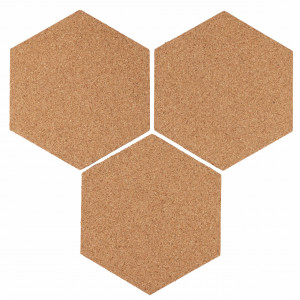 Cork hexagon Wall Tiles EcoCMK , self-adhesive, 21x18cm/7mm - Img 1