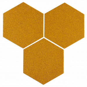Cork hexagon Wall Tiles EcoCMK Yellow, self-adhesive, 21x18cm/7mm - Img 1
