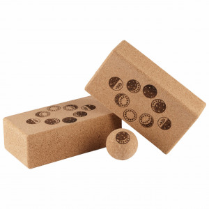 Yoga blocks Set EcoCMK MOON Design, 2 cork blocks and 1 cork ball, for yoga, massage - Img 2