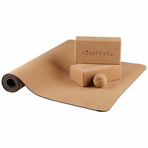 YOGA Design EcoCMK Set of 1 Yoga Mat, 2 cork blocks and 1 ball for yoga, pilates and physiotherapy - Img 1