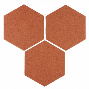 Cork hexagon Wall Tiles EcoCMK Red, self-adhesive, 21x18cm/7mm - Img 1