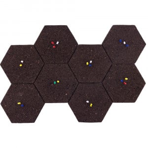 Hexagon Black Cork Pin board eco CMK, with self-adhesive, push pins, set of 8pcs - Img 1
