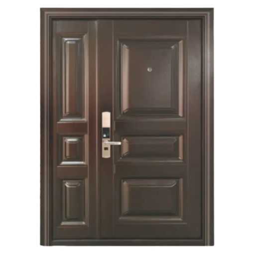 Novo Doors ND5001 двойна метална външна врата с изолация и визьор, ляво отваряне, дясно отваряне, 1 крило, множество размери, 0,7 мм ламарина, включени панти и дръжка, 7 см панти, за къщи,
