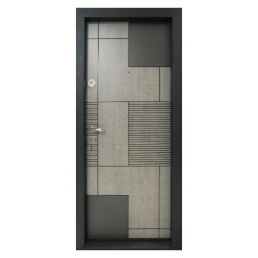 Метална апартаментна врата с изолация и прозорец Novo Doors First Class NDS17, Отваряне ляво-дясно, Размер 200X88 cm, Плоча 1.2 mm, Плоча 1.2 mm, Пълен комплект, Антрацитно сиво