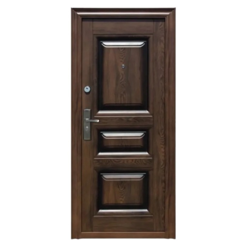 Novo Doors ND7001 метална външна врата с изолация и визьор, 2 ключалки, 0,7 мм ламарина, с включени панти и дръжка, 7 см рамка, за къща и апартамент, кафява