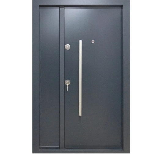 Novo Doors NDS1400 двойна метална външна врата с изолация и прозорец, Композитна, 2 ключалки, Пълен комплект, За къщи
