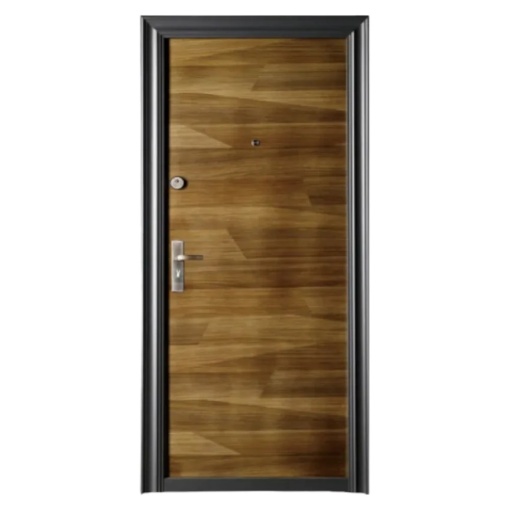 Novo Doors ND7004 метална външна врата с изолация и визьор, 2 ключалки, 0,7 мм ламарина, с включени панти и дръжка, 7 см рамка, за къща и апартамент, кафява